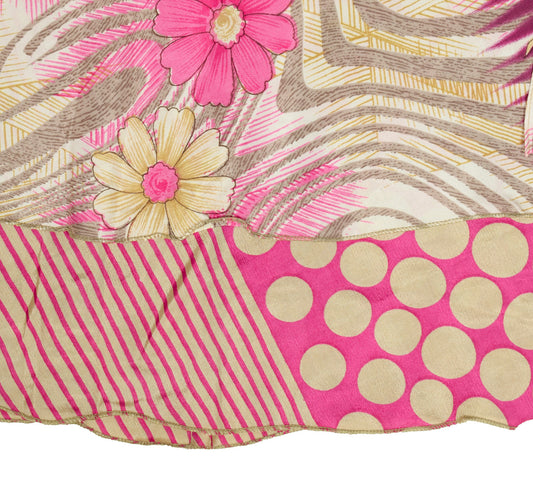 Sushila Vintage Art Silk Saree Magic Wrap Reversible Skirt Magenta Beach Dress