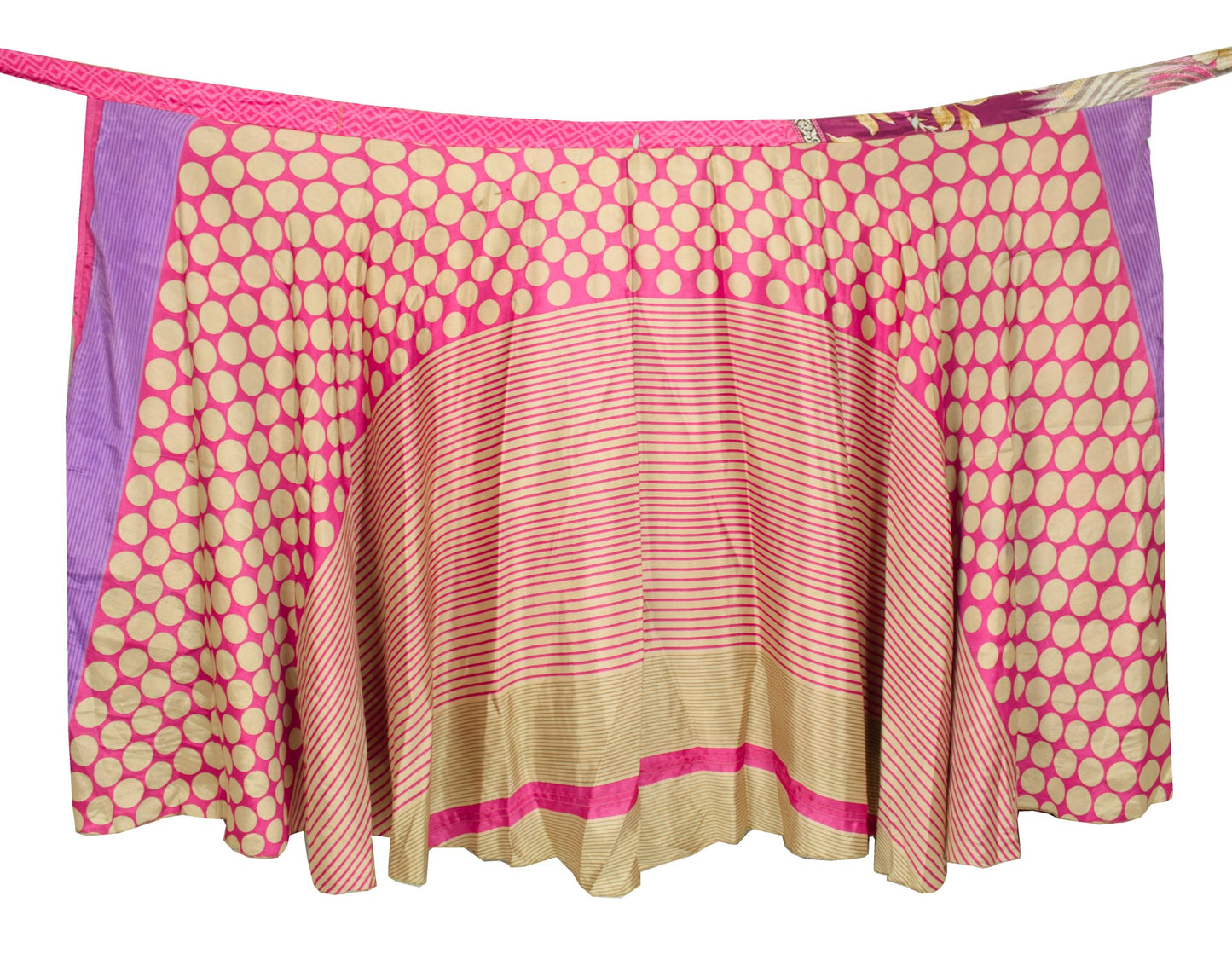 Sushila Vintage Art Silk Saree Magic Wrap Reversible Skirt Magenta Beach Dress