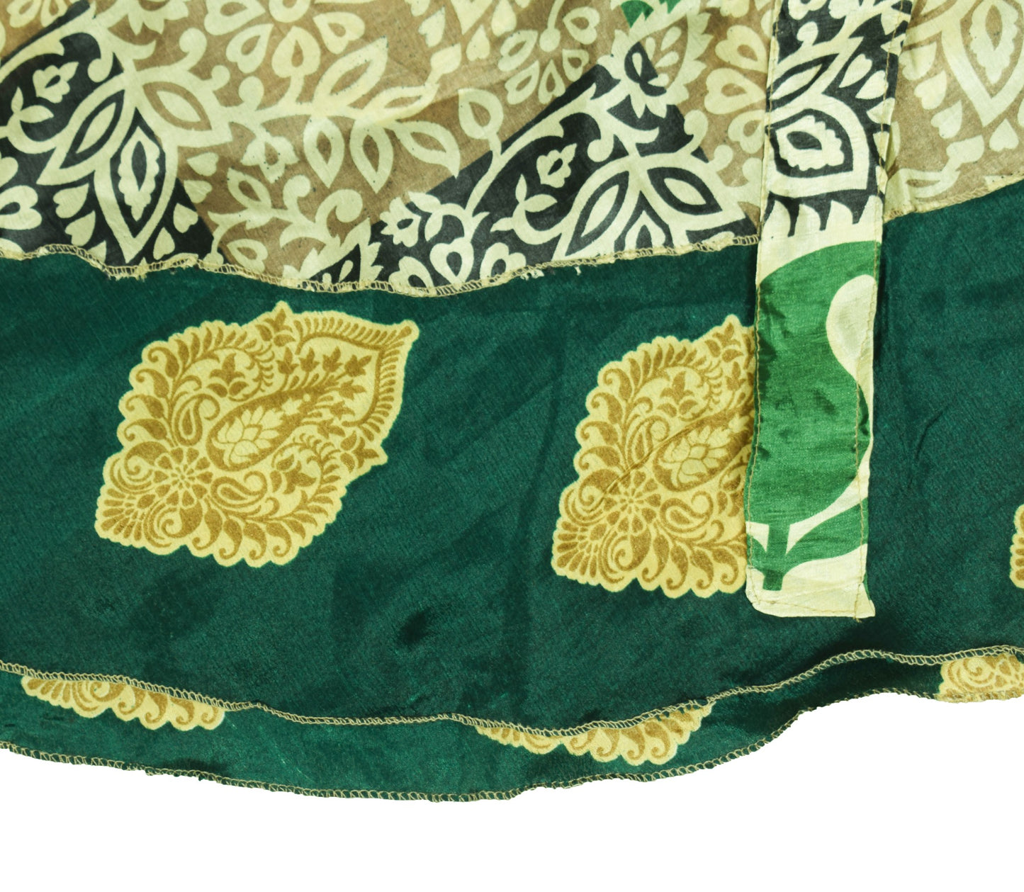 Sushila Vintage Art Silk Saree Dark Green MagicWrap Reversible Skirt BeachDress