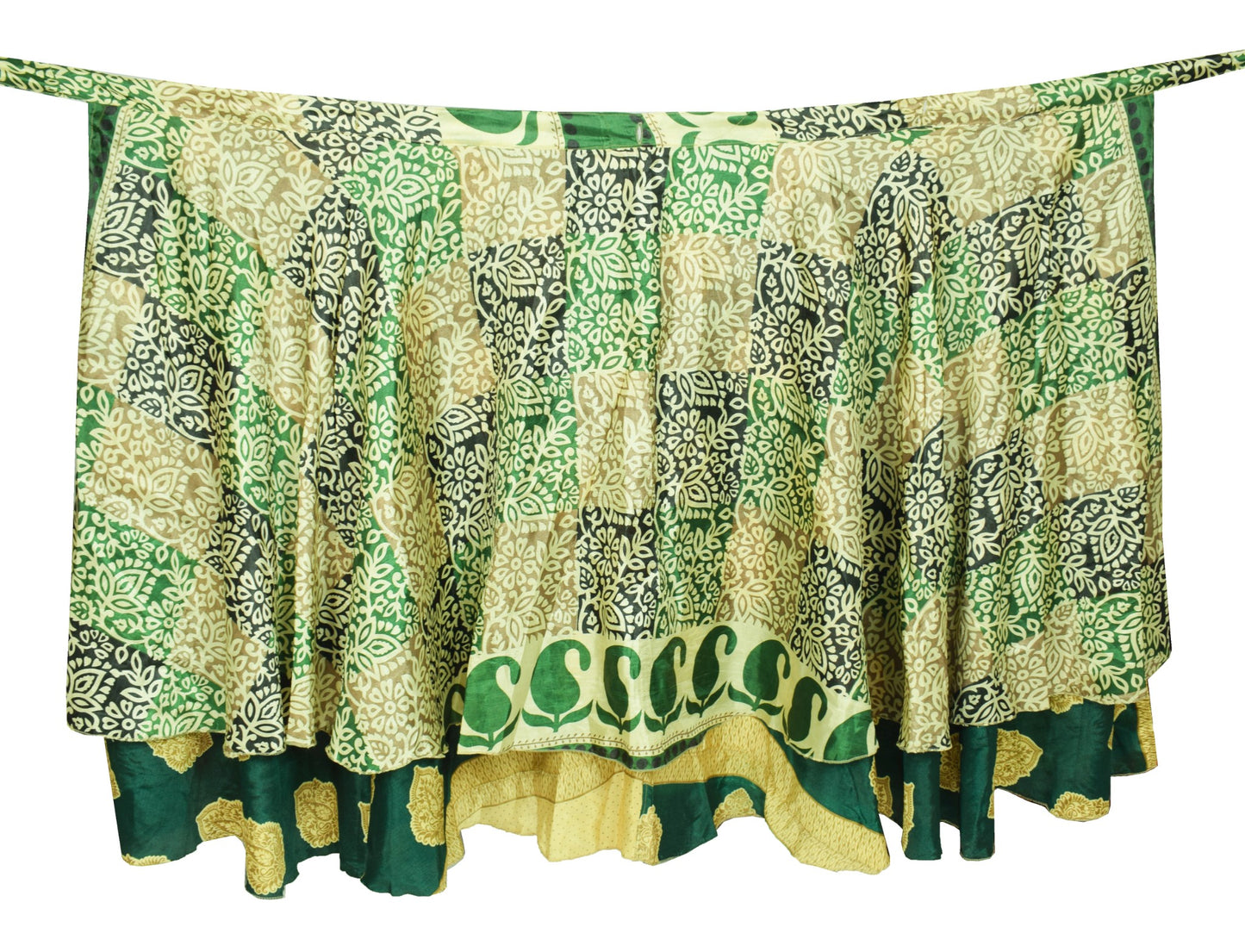Sushila Vintage Art Silk Saree Dark Green MagicWrap Reversible Skirt BeachDress