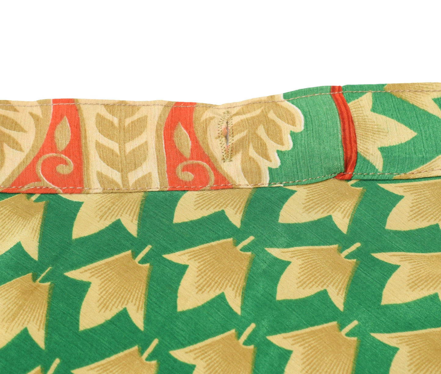 Sushila Vintage Art Silk Saree Magic Wrap Reversible Skirt Gray Green Dress Boho