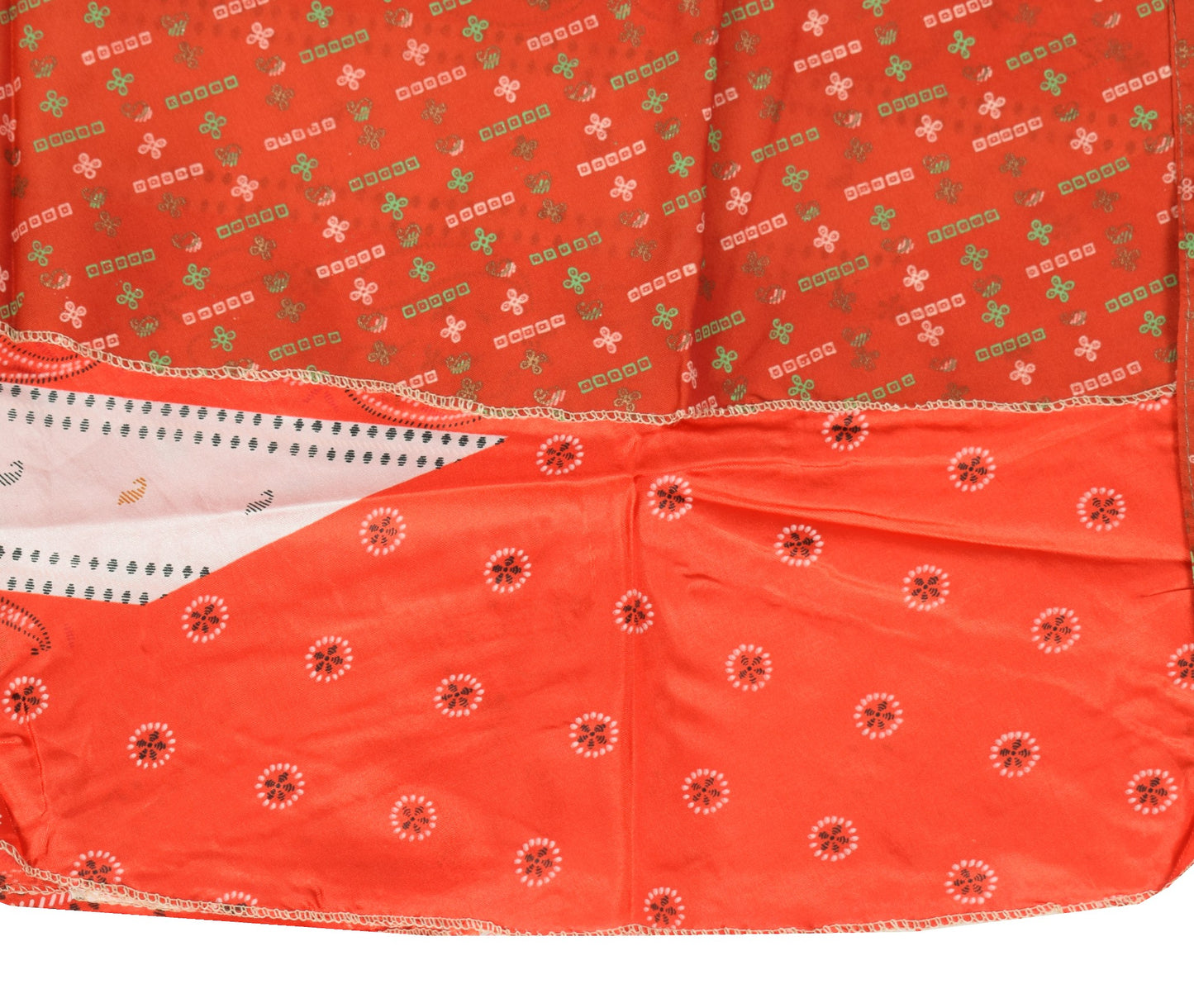 Sushila Vintage Orange Art Silk Saree Magic Wrap Reversible Skirt Beach Dress