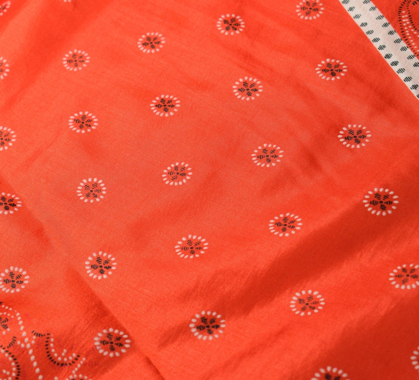 Sushila Vintage Orange Art Silk Saree Magic Wrap Reversible Skirt Beach Dress