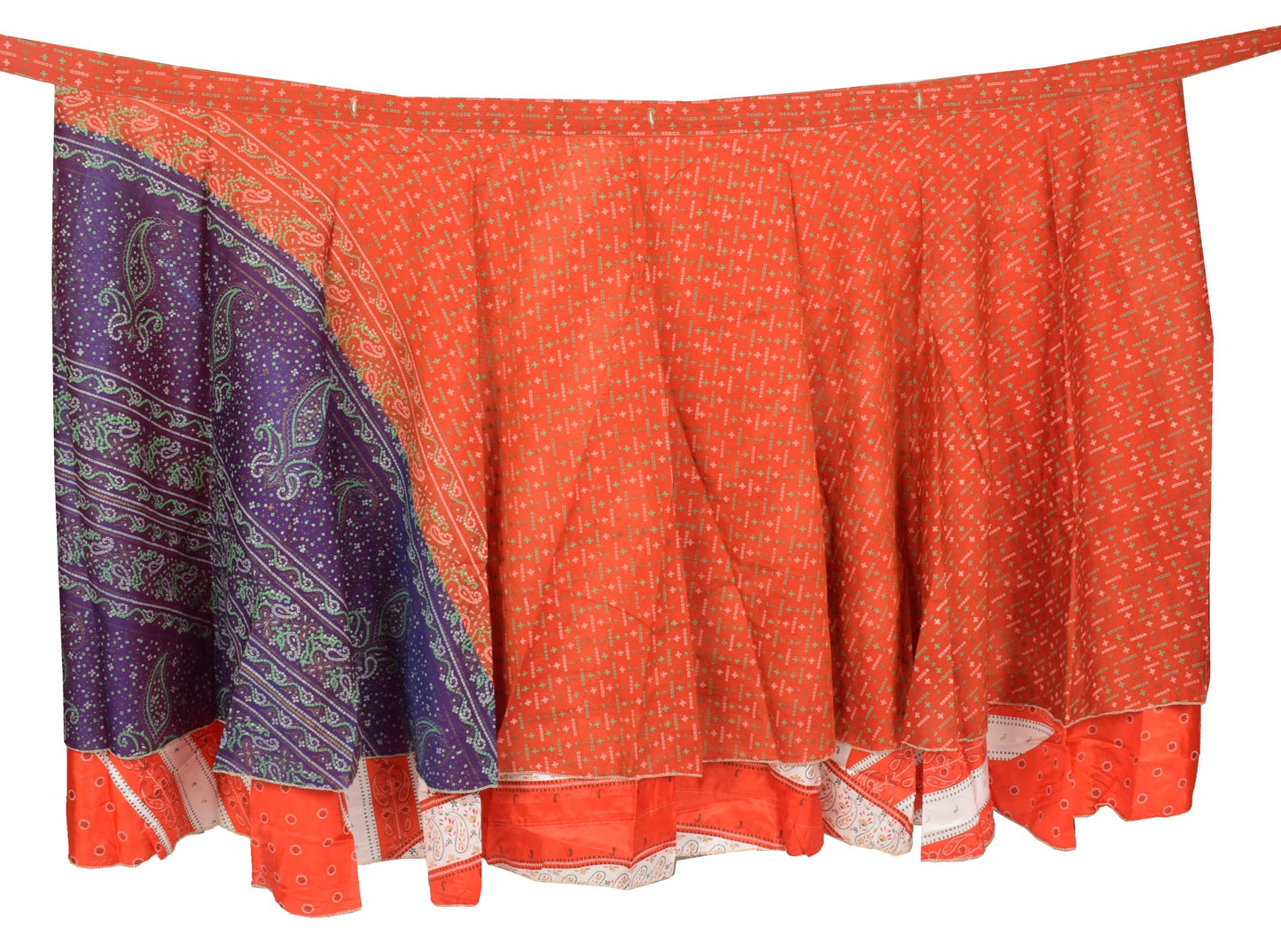 Sushila Vintage Orange Art Silk Saree Magic Wrap Reversible Skirt Beach Dress
