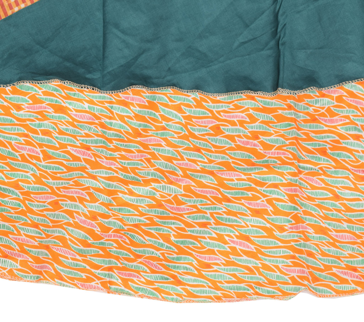 Sushila Vintage Art Silk Saree Magic Wrap Reversible Skirt Beach Dress Orange