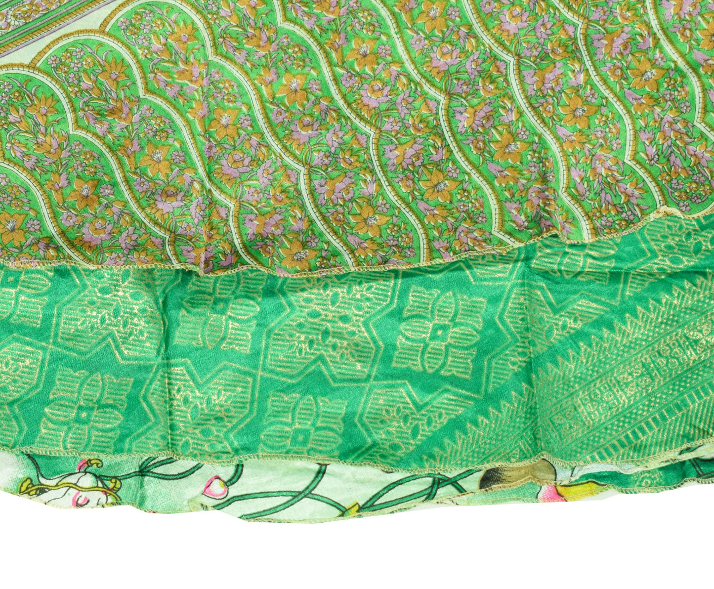 Sushila Vintage Art Silk Saree Magic Wrap Cow Print Reversible Skirt Dress Boho