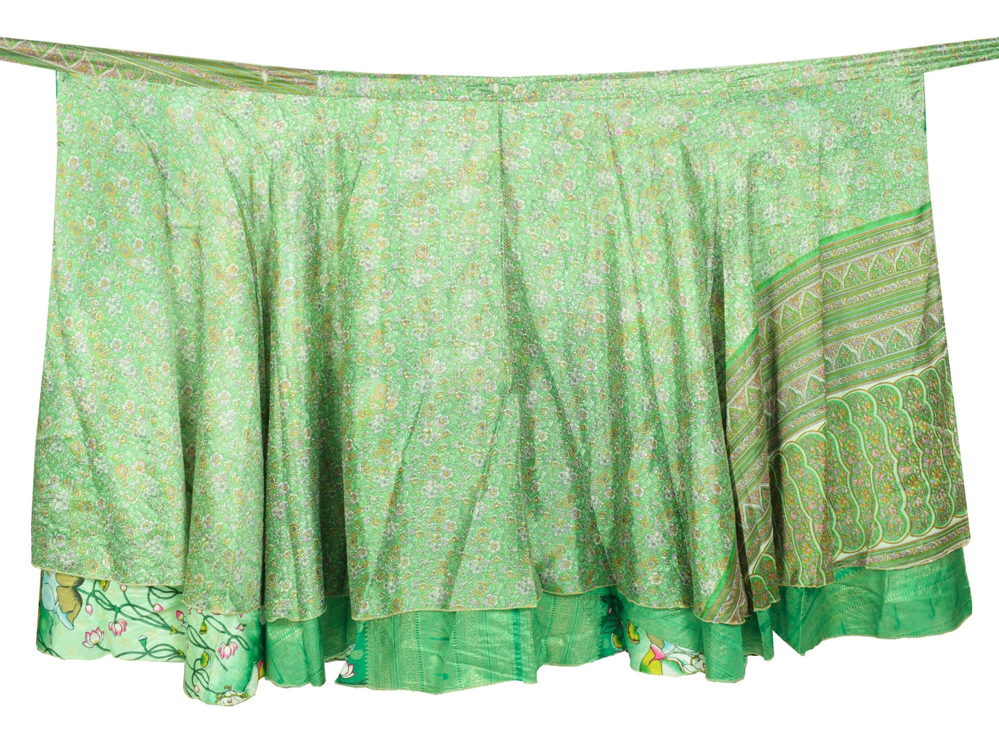 Sushila Vintage Art Silk Saree Magic Wrap Cow Print Reversible Skirt Dress Boho