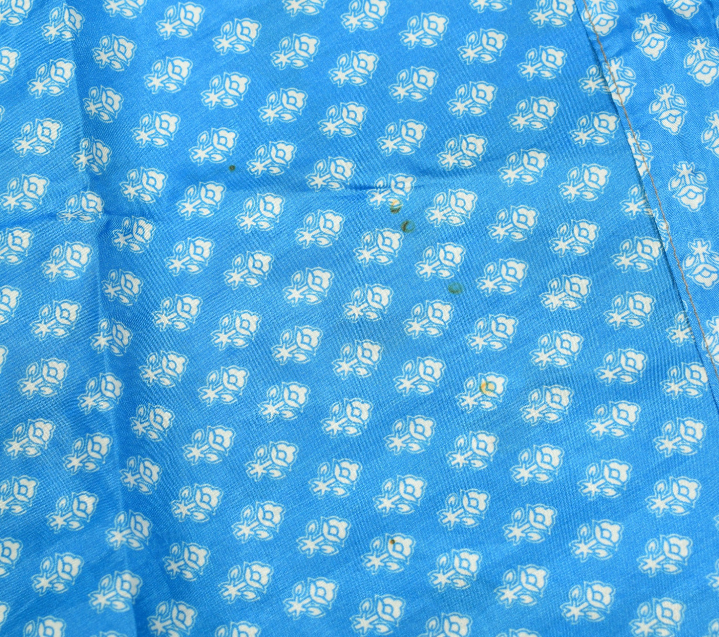 Sushila Vintage Sky Blue Art Silk Saree Magic Wrap Reversible Skirt Beach Dress