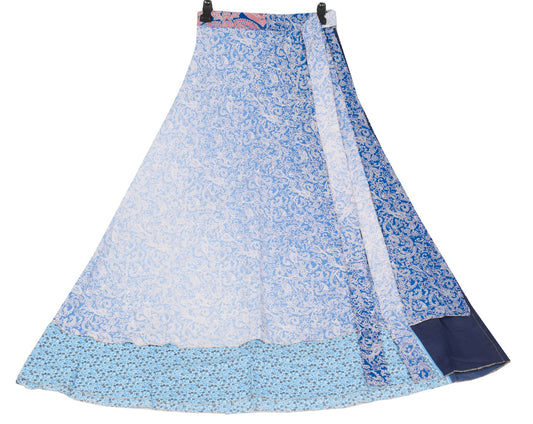 Sushila Vintage Art Silk Saree Magic Wrap Reversible Skirt Beach Dress Floral Hippie