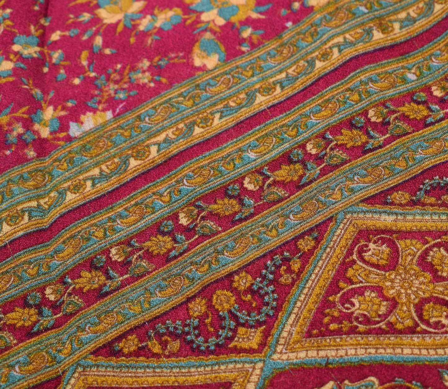 Sushila Vintage Floral Red Saree Magic Wrap Reversible Skirt Art Silk Beach Dress