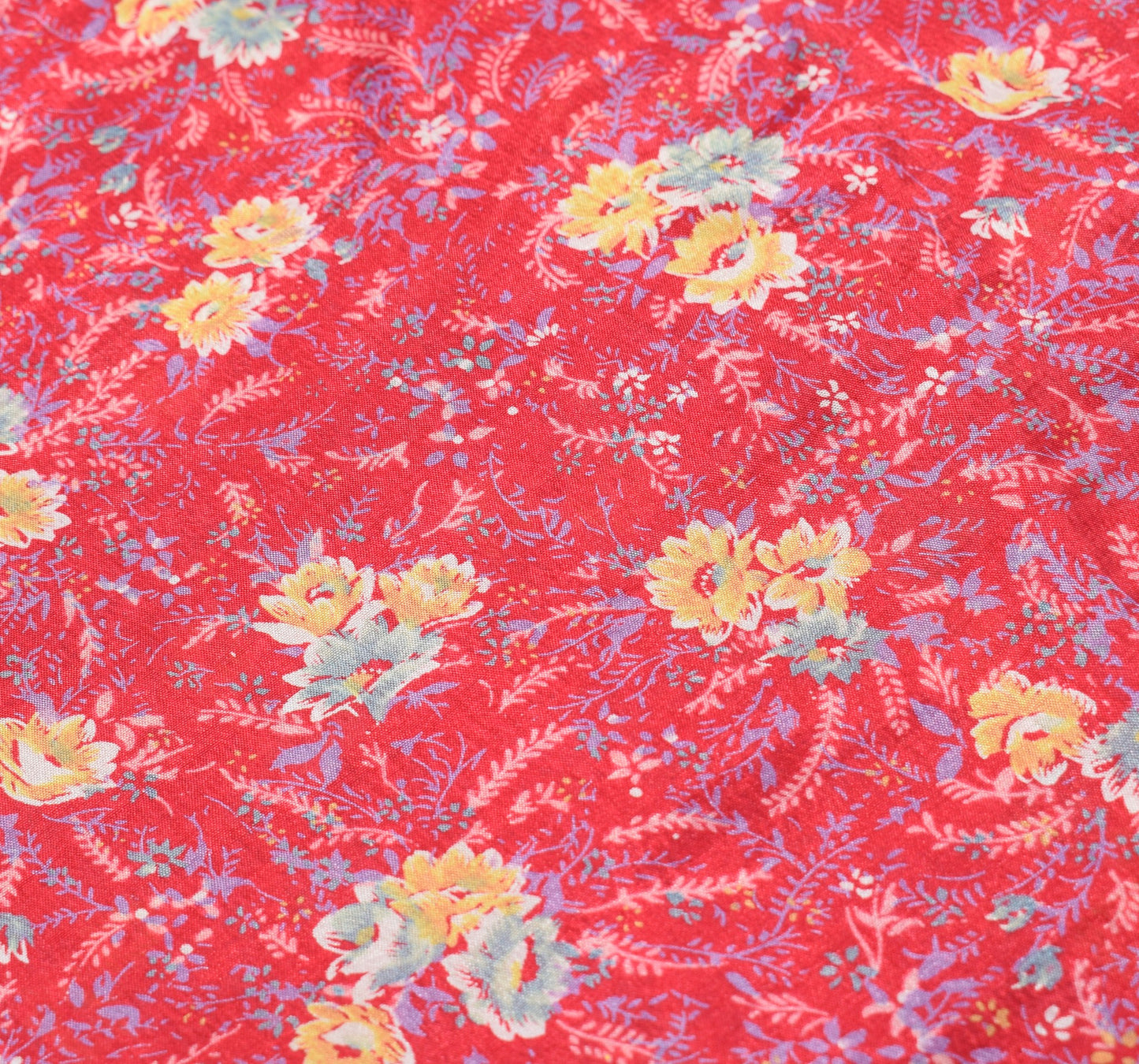 Sushila Vintage Floral Red Saree Magic Wrap Reversible Skirt Art Silk Beach Dress