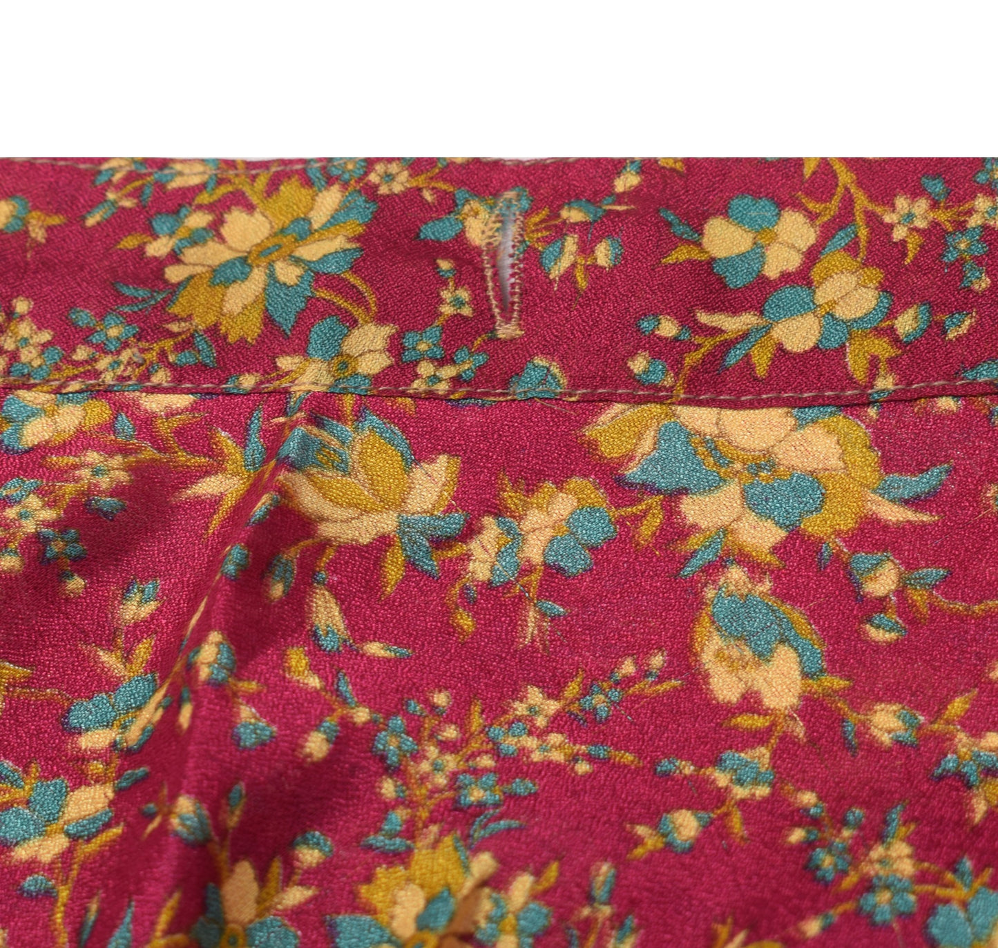 Sushila Vintage Floral Red Saree Magic Wrap Reversible Skirt Art Silk Beach Dress
