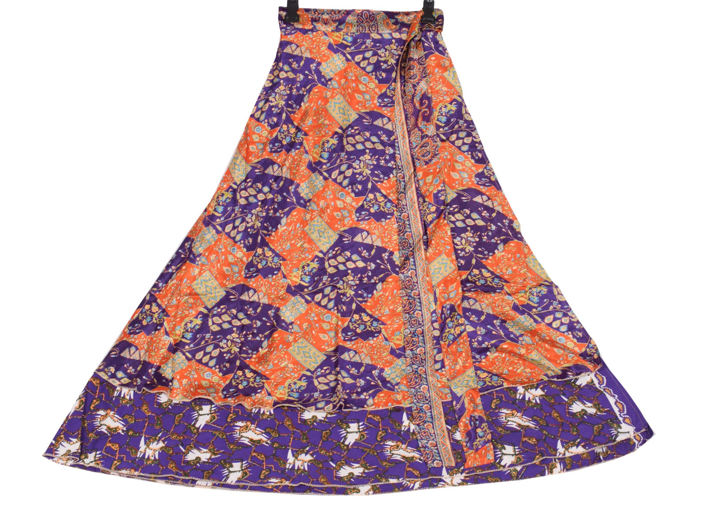 Sushila Vintage Purple Art Silk Saree Magic Wrap Reversible Skirt Beach Dress