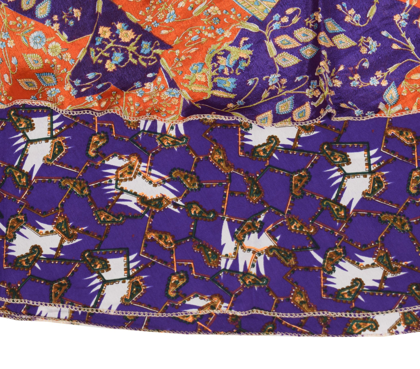 Sushila Vintage Purple Art Silk Saree Magic Wrap Reversible Skirt Beach Dress