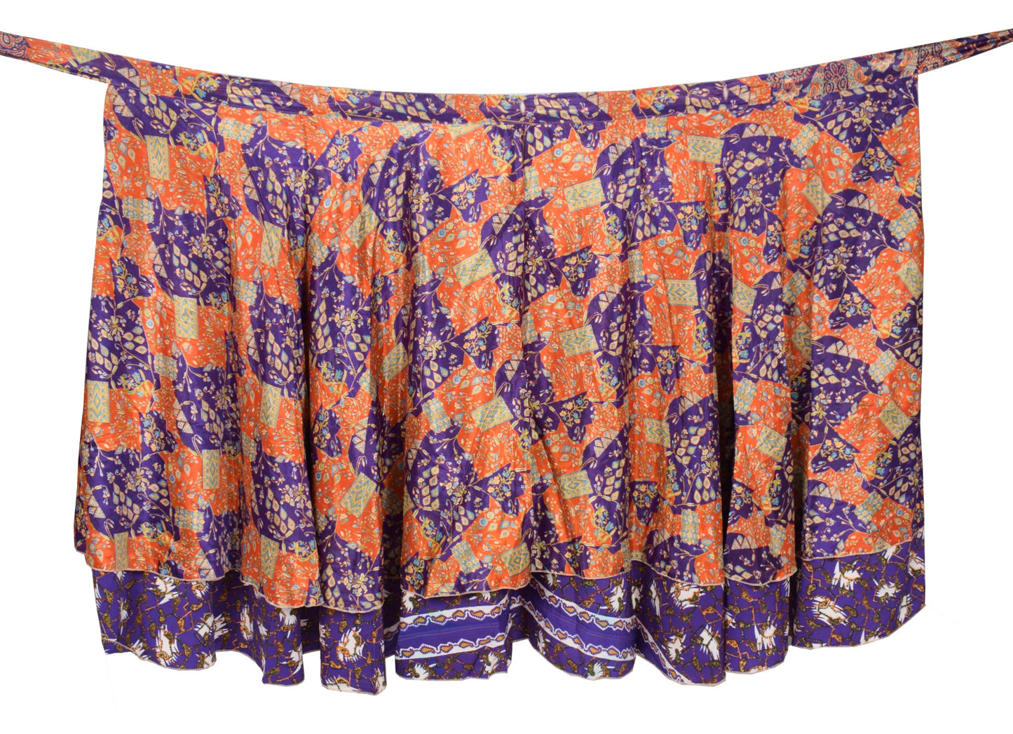 Sushila Vintage Purple Art Silk Saree Magic Wrap Reversible Skirt Beach Dress