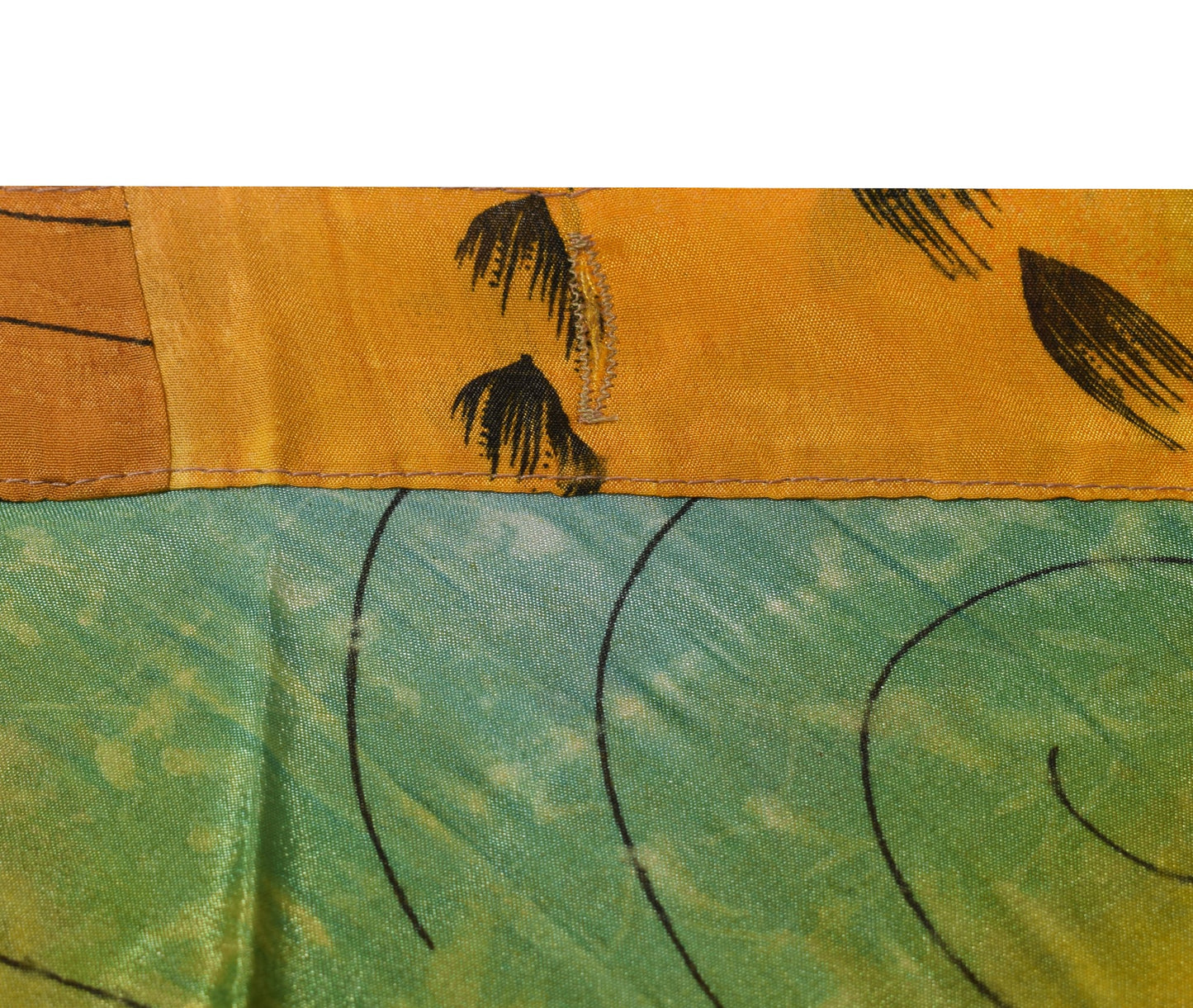 Sushila Vintage Art Silk Saree Magic Wrap Reversible Skirt Beach Dress Yellow