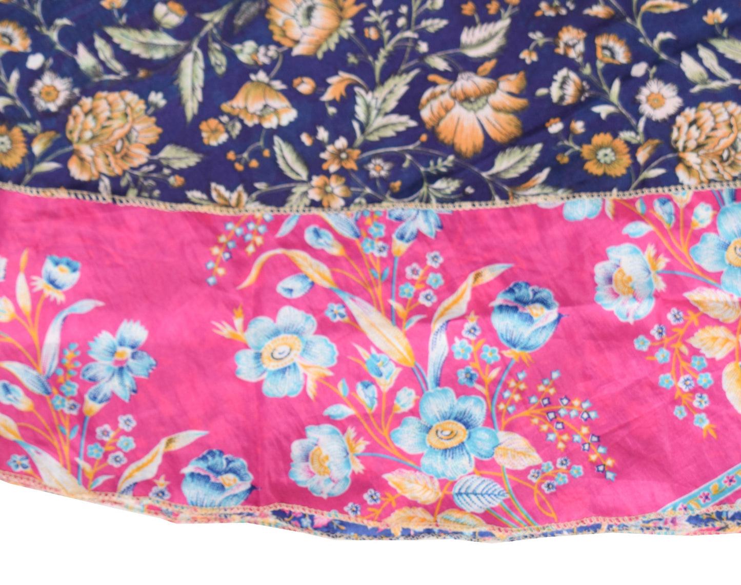 Sushila Vintage Art Silk Saree Pink Magic Wrap Reversible Skirt Beach Dress Boho