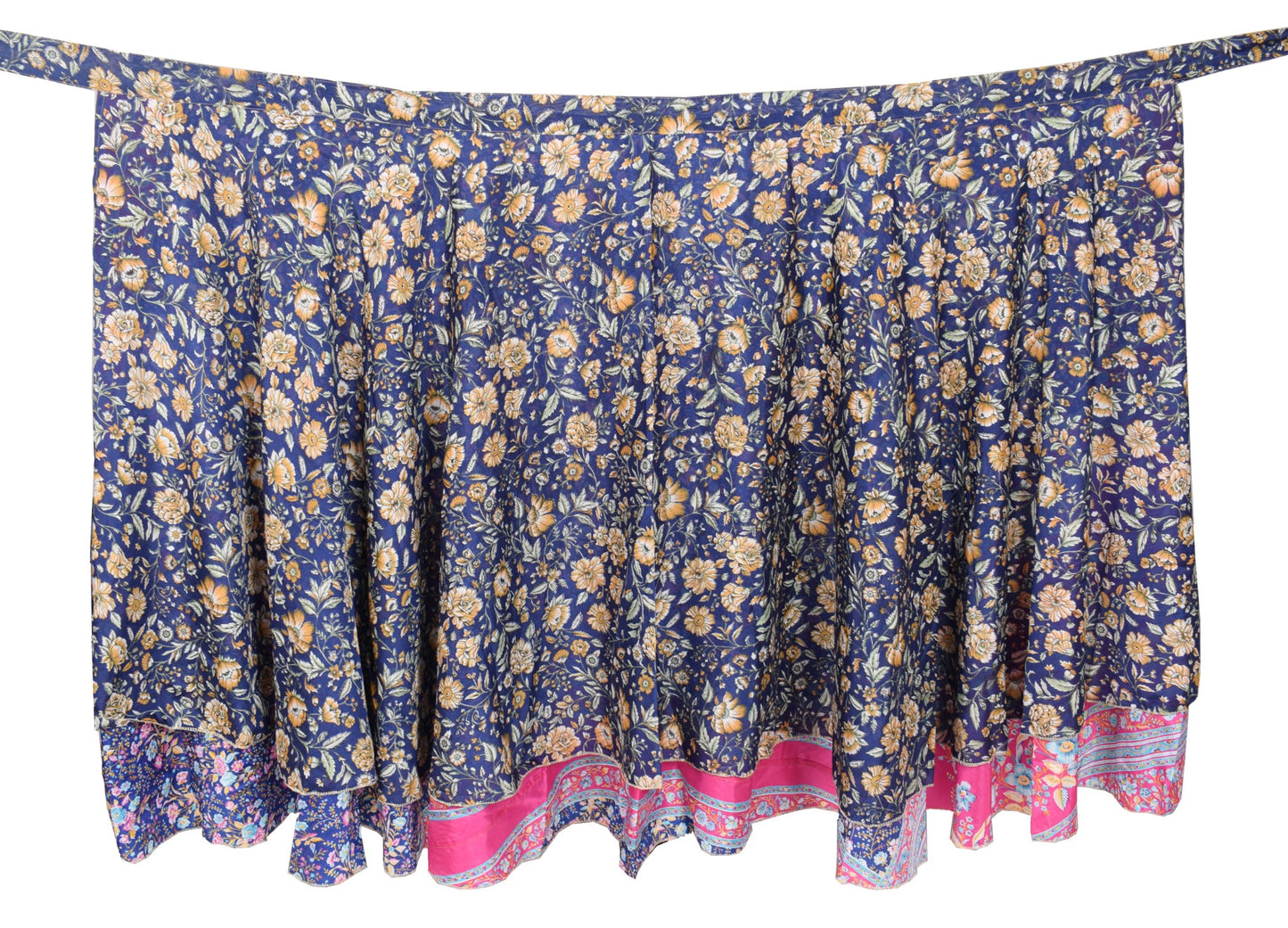 Sushila Vintage Art Silk Saree Pink Magic Wrap Reversible Skirt Beach Dress Boho
