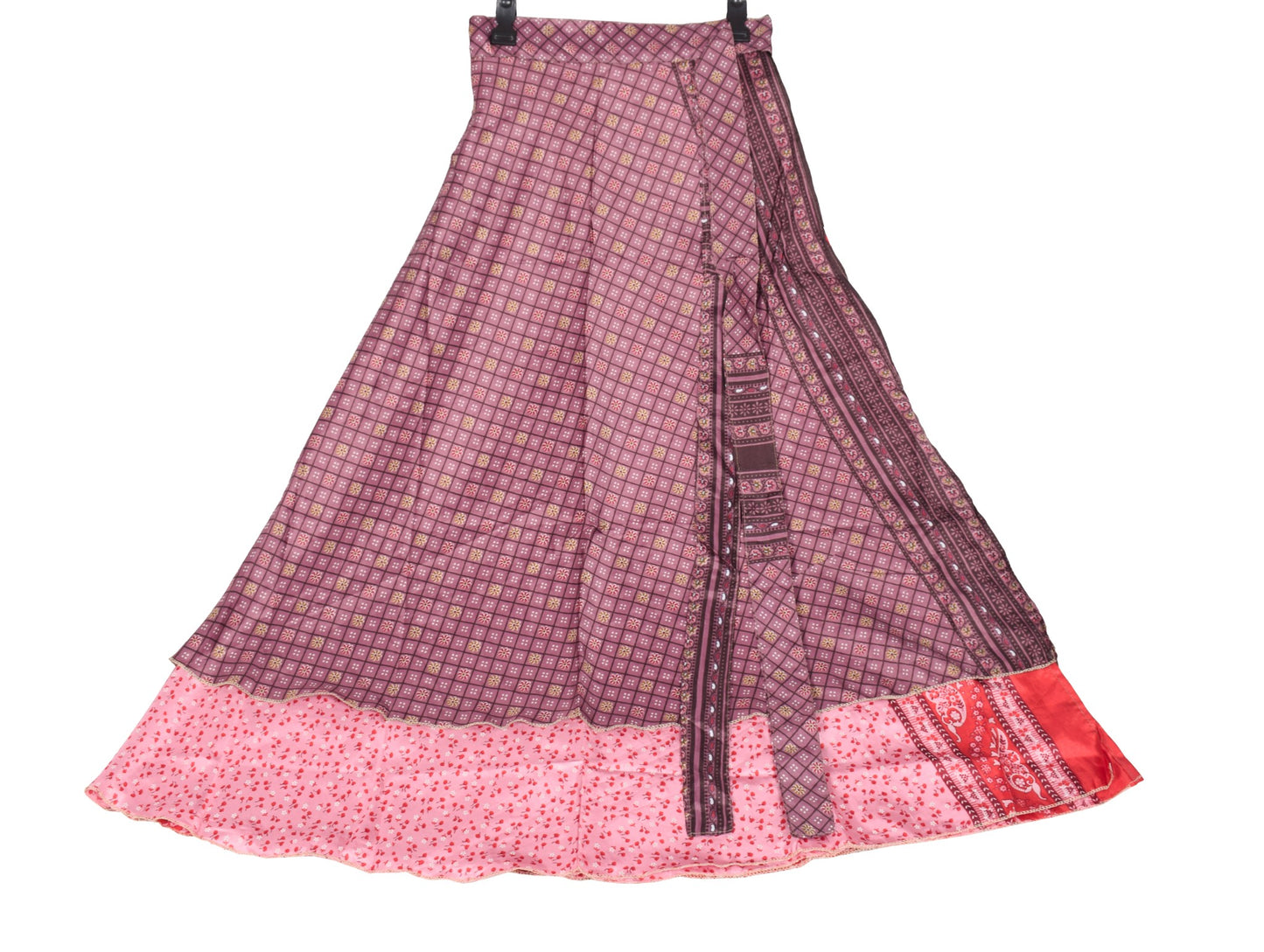 Sushila Vintage Art Silk Mauve Saree Magic Wrap Reversible Skirt Beach Dress