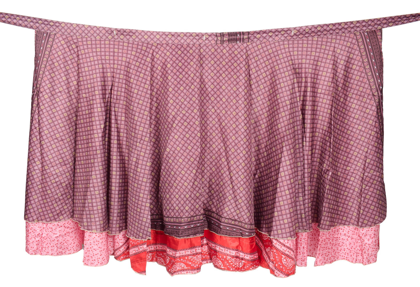 Sushila Vintage Art Silk Mauve Saree Magic Wrap Reversible Skirt Beach Dress