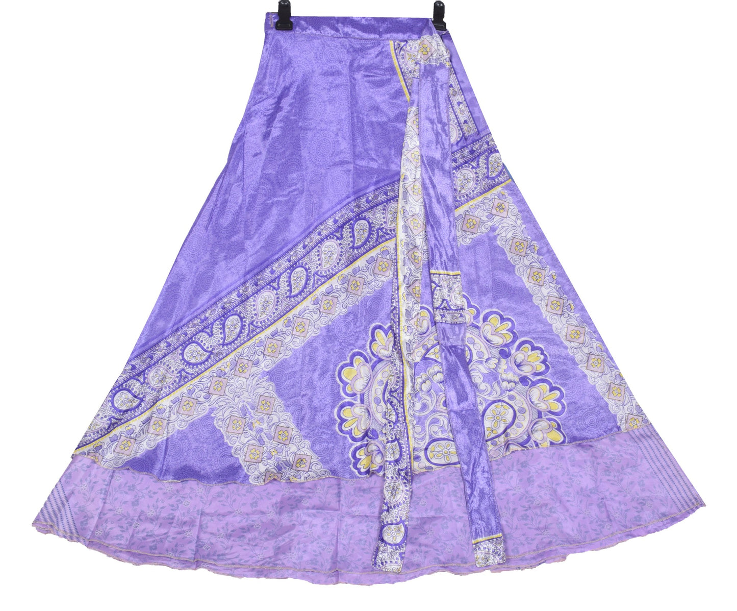 Sushila Vintage Lavender Art Silk Saree Magic Wrap Reversible Skirt Beach Dress