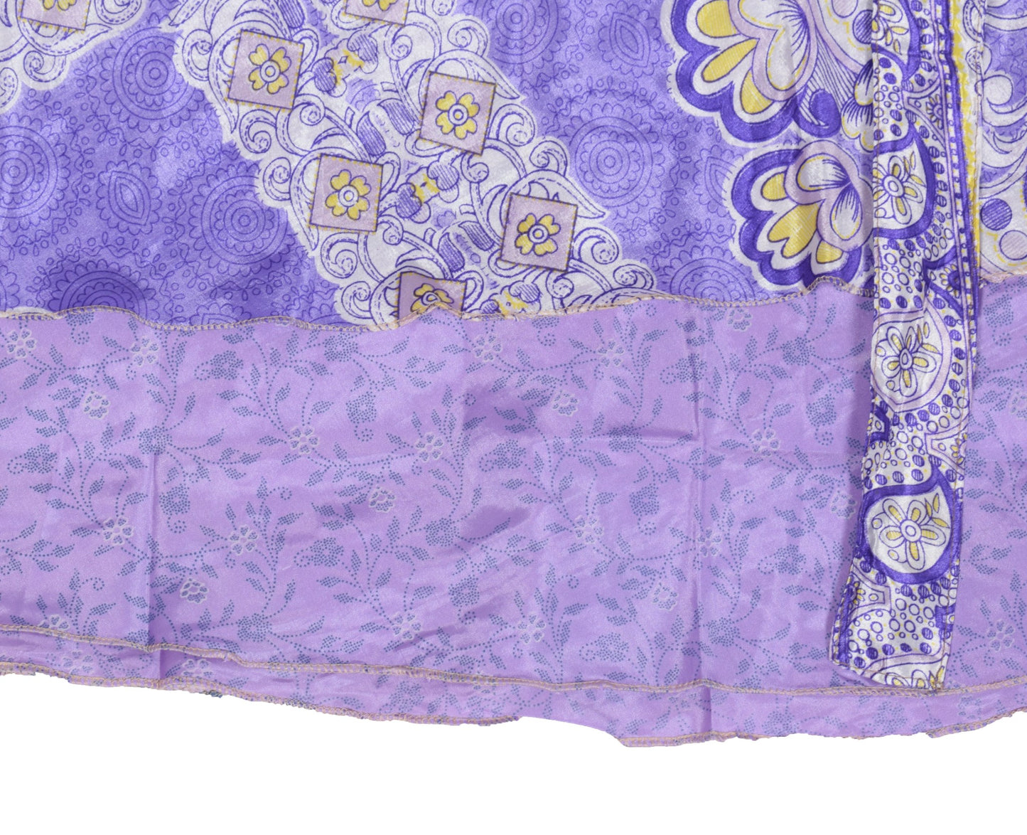 Sushila Vintage Lavender Art Silk Saree Magic Wrap Reversible Skirt Beach Dress