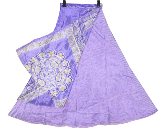 Sushila Vintage Lavender Art Silk Saree Magic Wrap Reversible Skirt Beach Dress