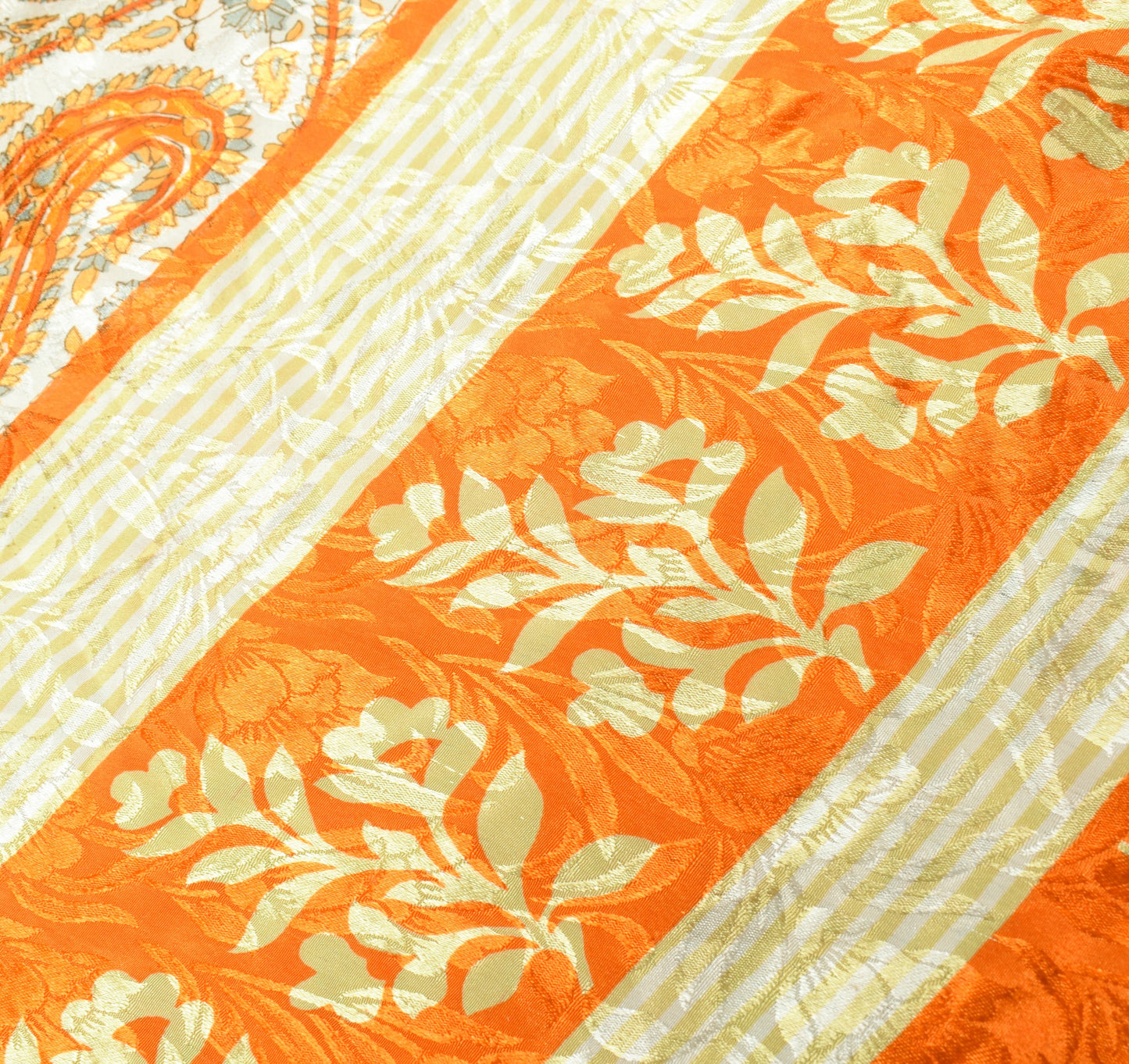 Sushila Vintage Art Silk Saree Magic Wrap Orange Reversible Skirt Beach Dress