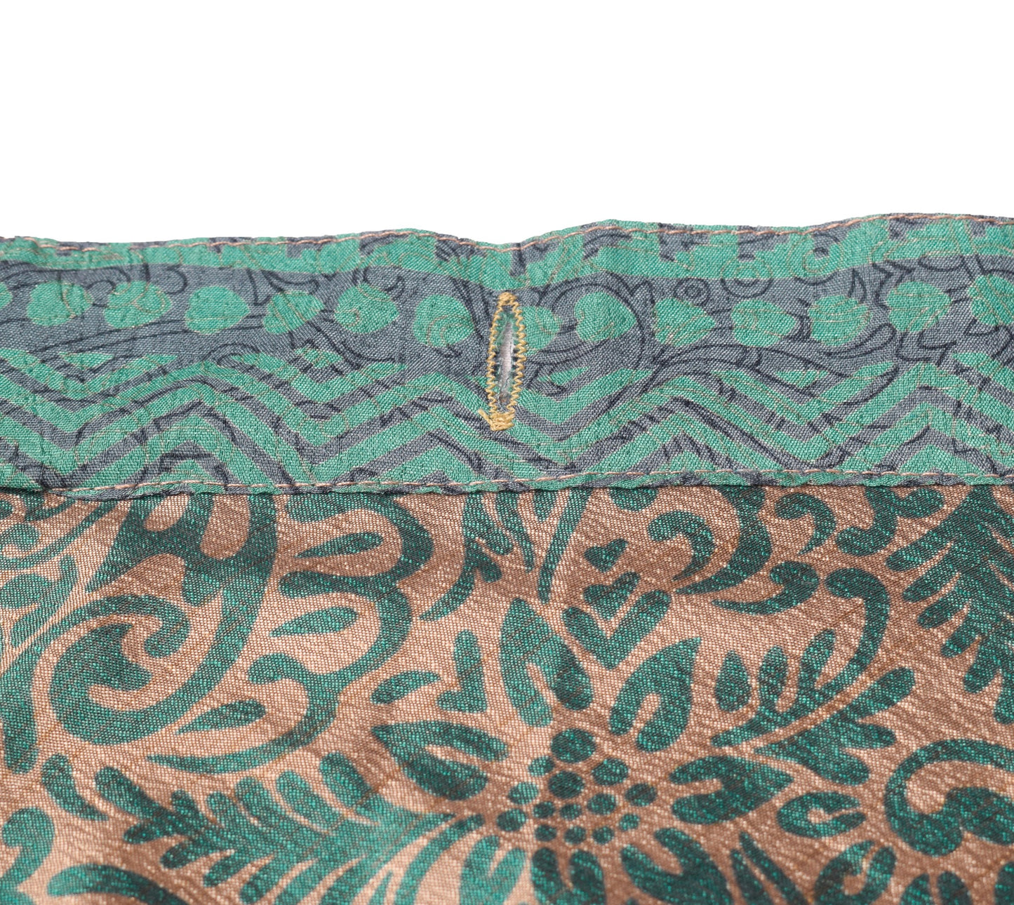 Sushila Vintage Gray Green Saree Magic Wrap Reversible Skirt Art Silk Beach Dress