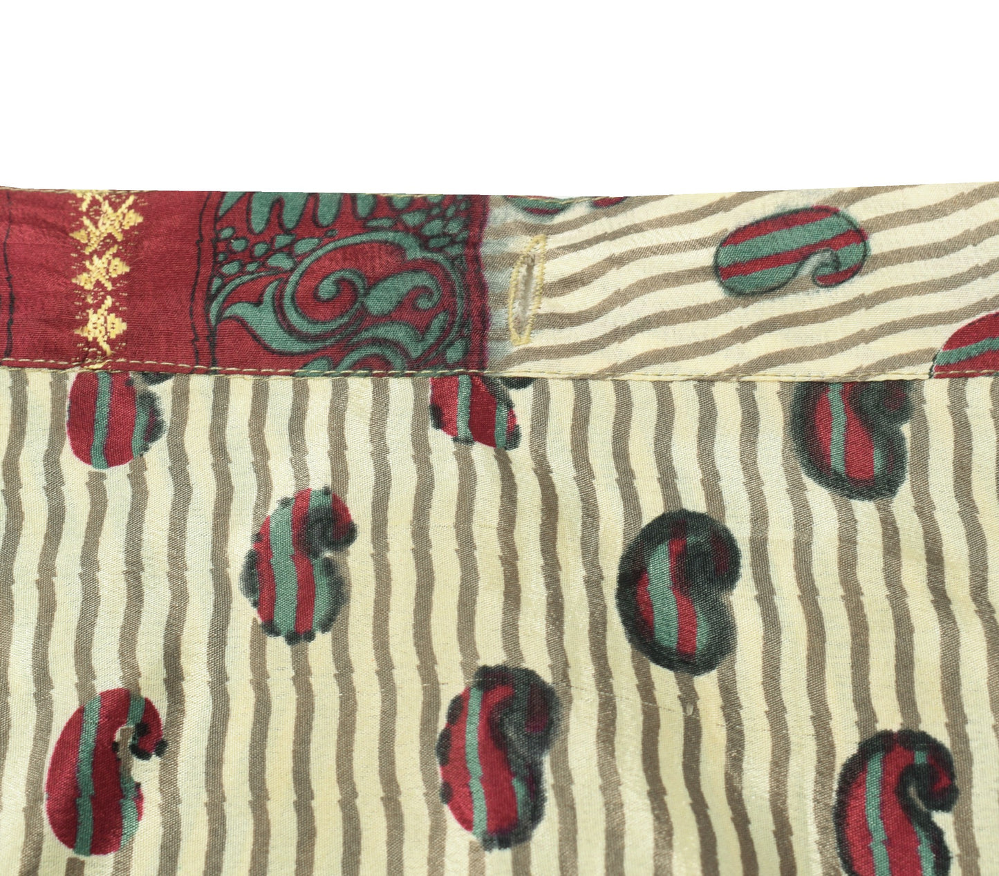 Sushila Vintage Art Silk Saree Magic Wrap Reversible Skirt Zig-Zag Beach Dress