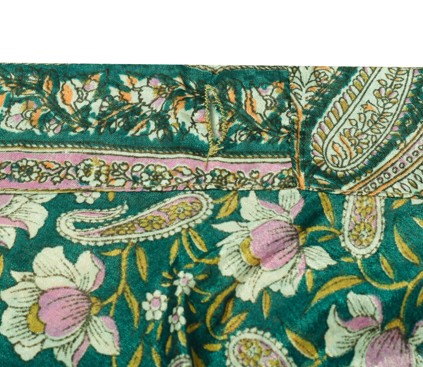 Sushila Vintage Art Silk Saree Magic Wrap Dark Green Reversible Skirt Beach Dress