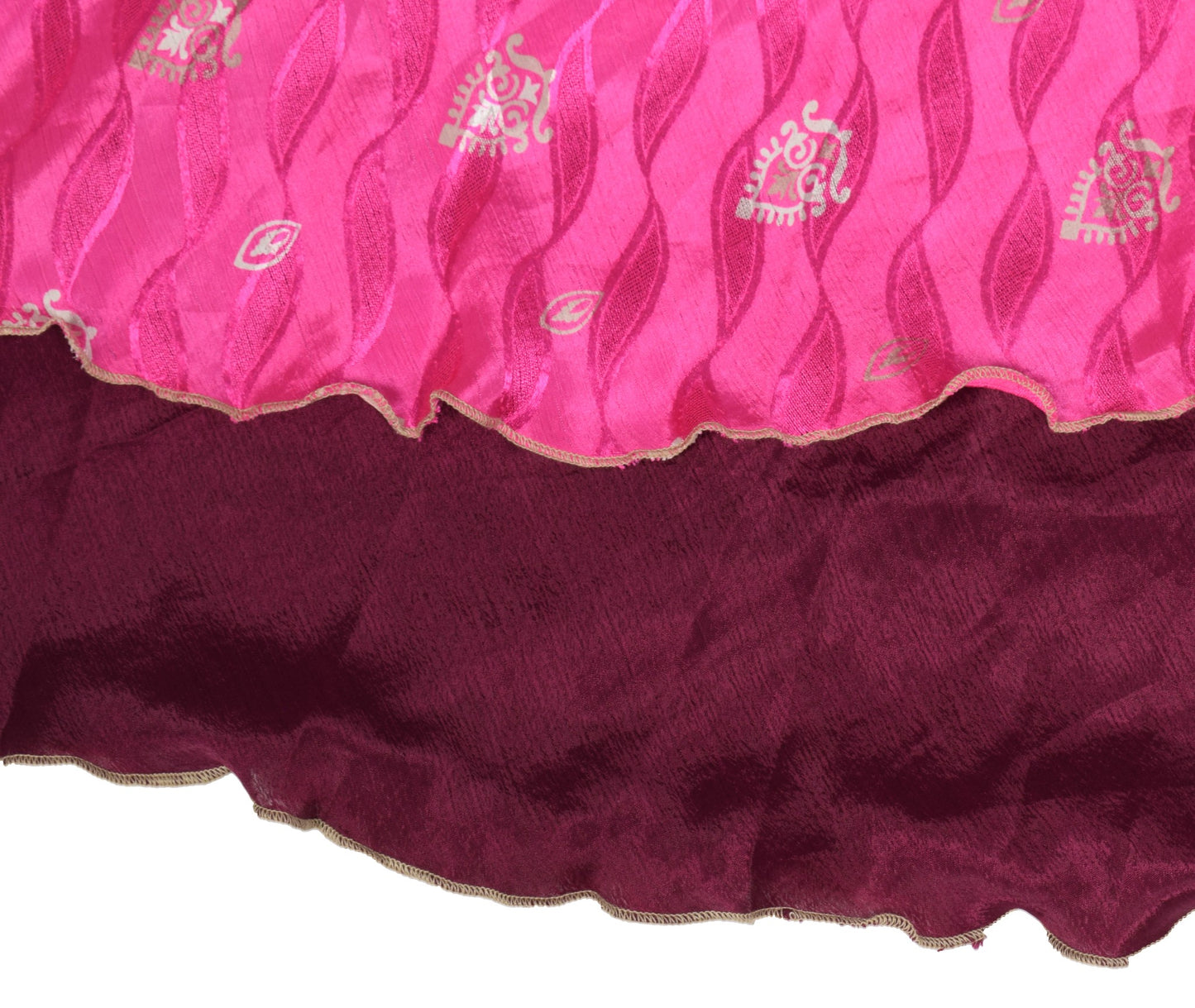 Sushila Vintage Art Silk Saree Magic Wrap Reversible Skirt Wine Beach Dress Boho