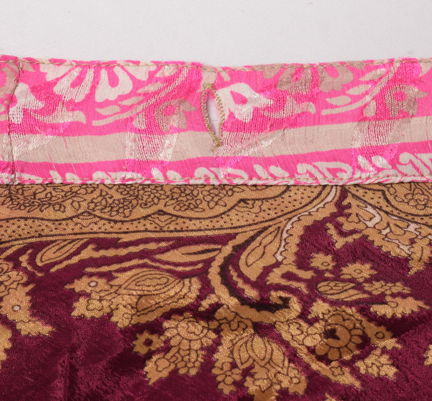 Sushila Vintage Art Silk Saree Magic Wrap Reversible Skirt Wine Beach Dress Boho