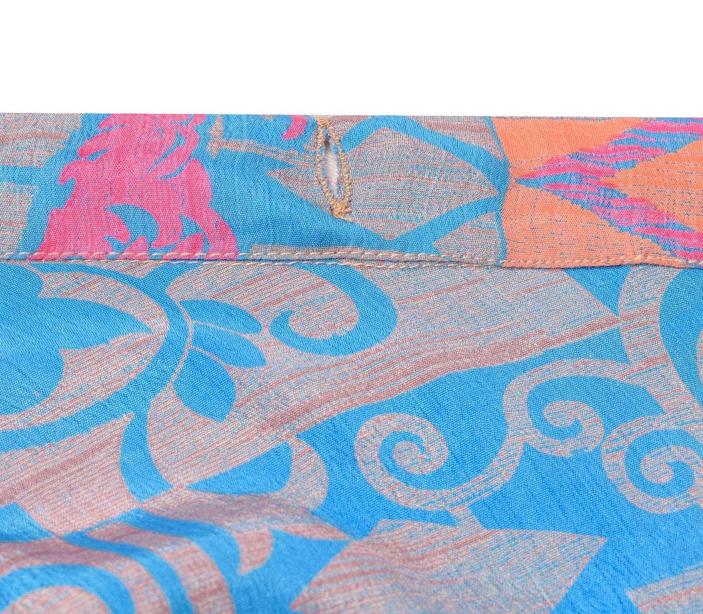 Sushila Vintage Art Silk Saree Magic Wrap Reversible Blue Skirt Beach Dress Boho