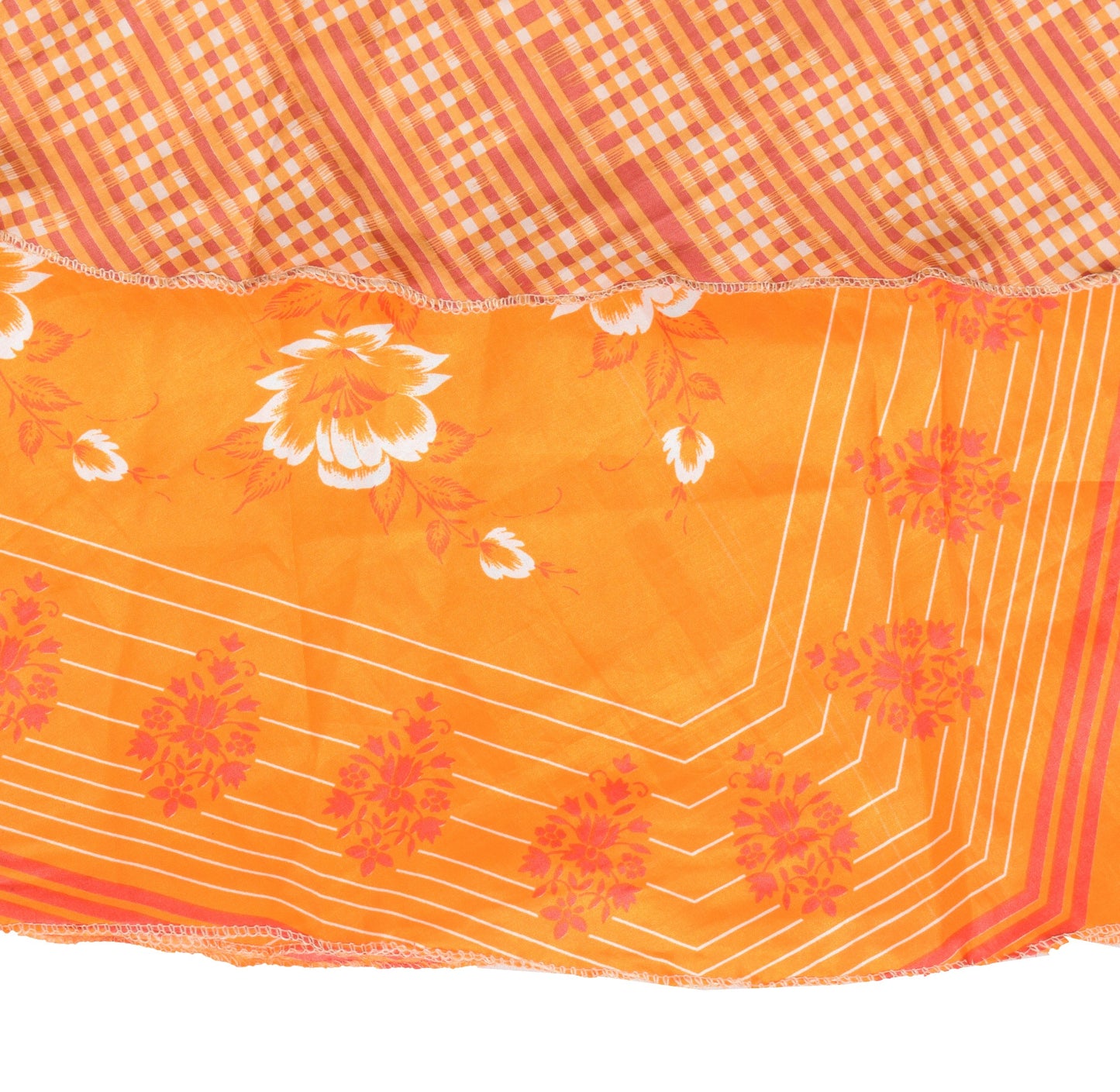 Sushila Vintage Saree Magic Wrap Art Silk Orange Reversible Skirt Beach Dress
