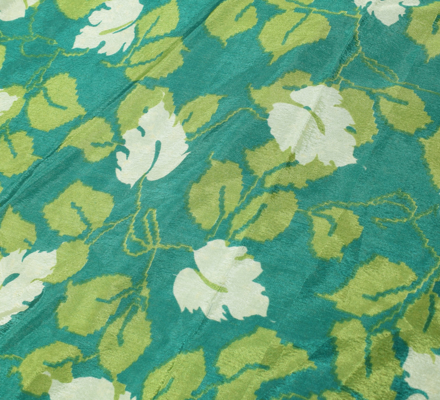 Sushila Vintage Art Silk Saree Magic Wrap Floral Green Reversible Skirt Beach Dress