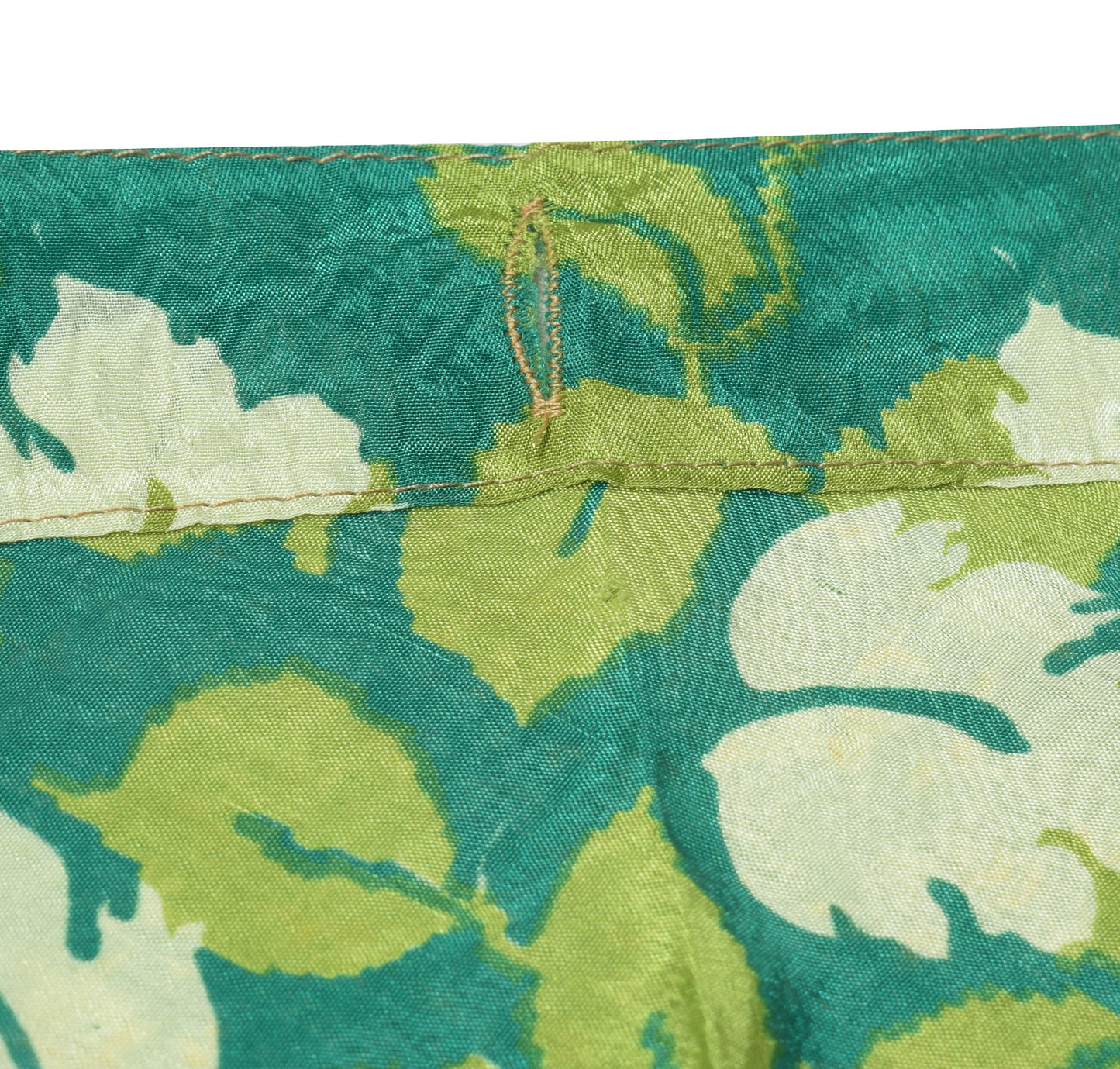 Sushila Vintage Art Silk Saree Magic Wrap Floral Green Reversible Skirt Beach Dress