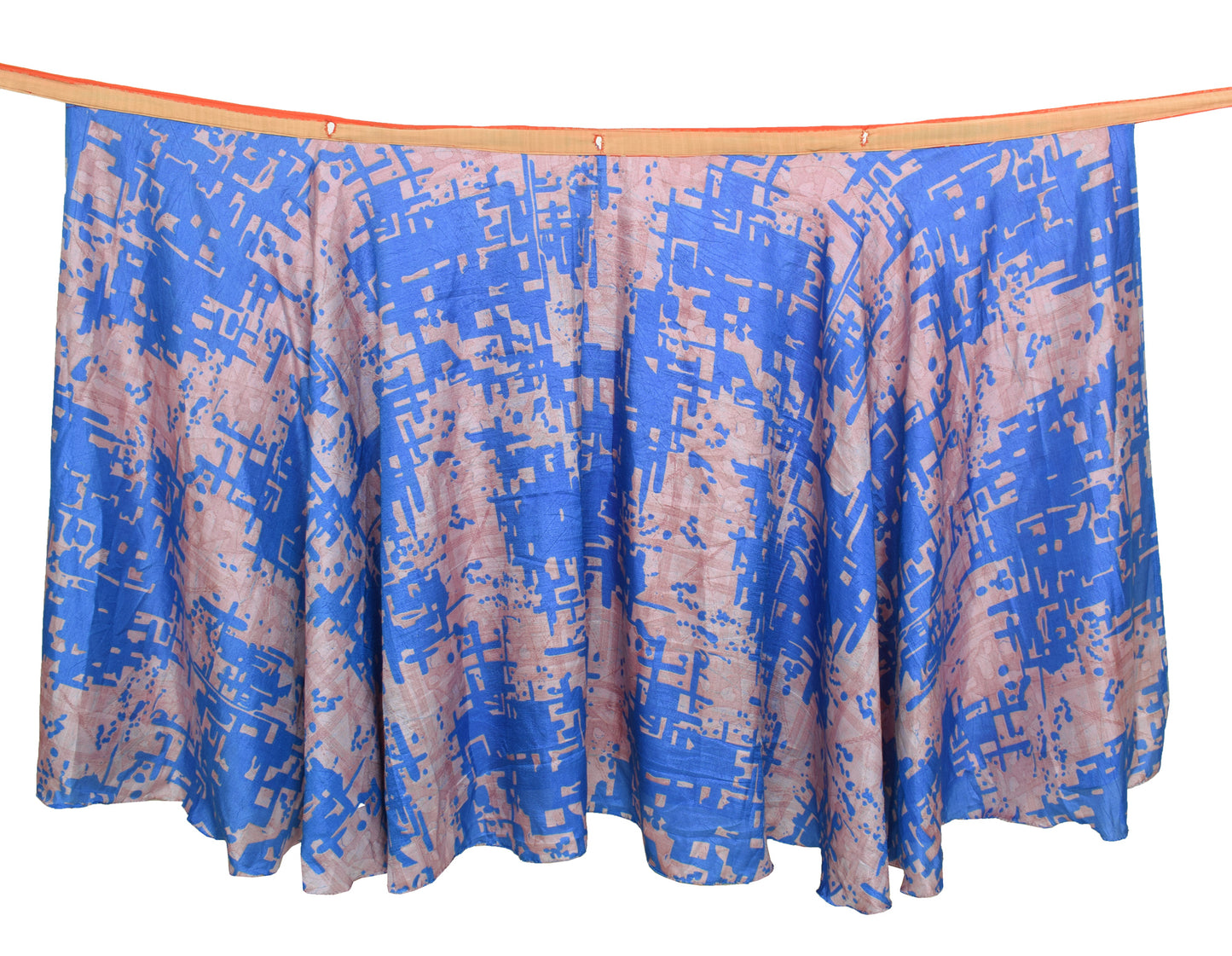 Sushila Vintage Orange Saree Magic Wrap Reversible Skirt Art Silk Beach Dress Boho