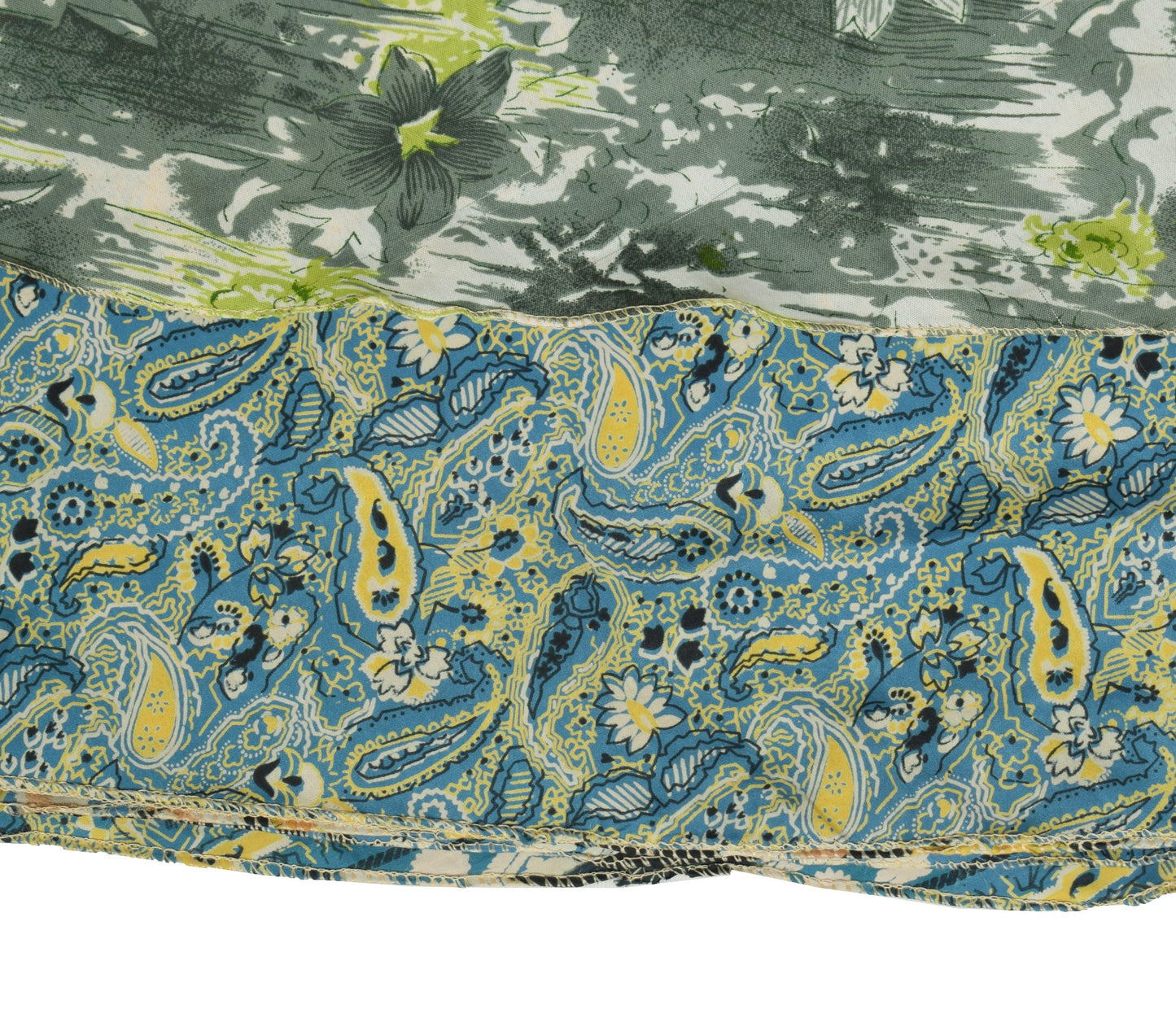 Sushila Vintage Teal Blue Art Silk Saree Magic Wrap Reversible Skirt BeachDress