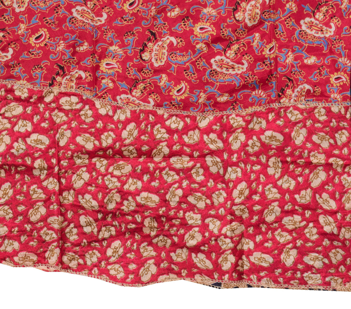 Sushila Vintage Magenta Saree Magic Wrap Reversible Skirt Art Silk Beach Dress