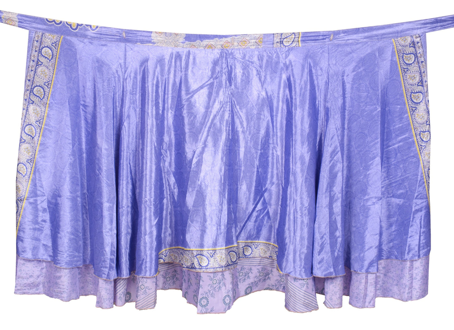 Sushila Vintage Lavender Saree Magic Wrap Reversible Skirt Art Silk Beach Dress