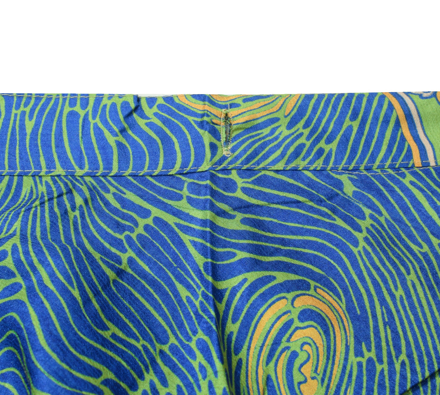 Sushila Vintage Green Blue Saree Magic Wrap Reversible Skirt Art Silk Beach Dress