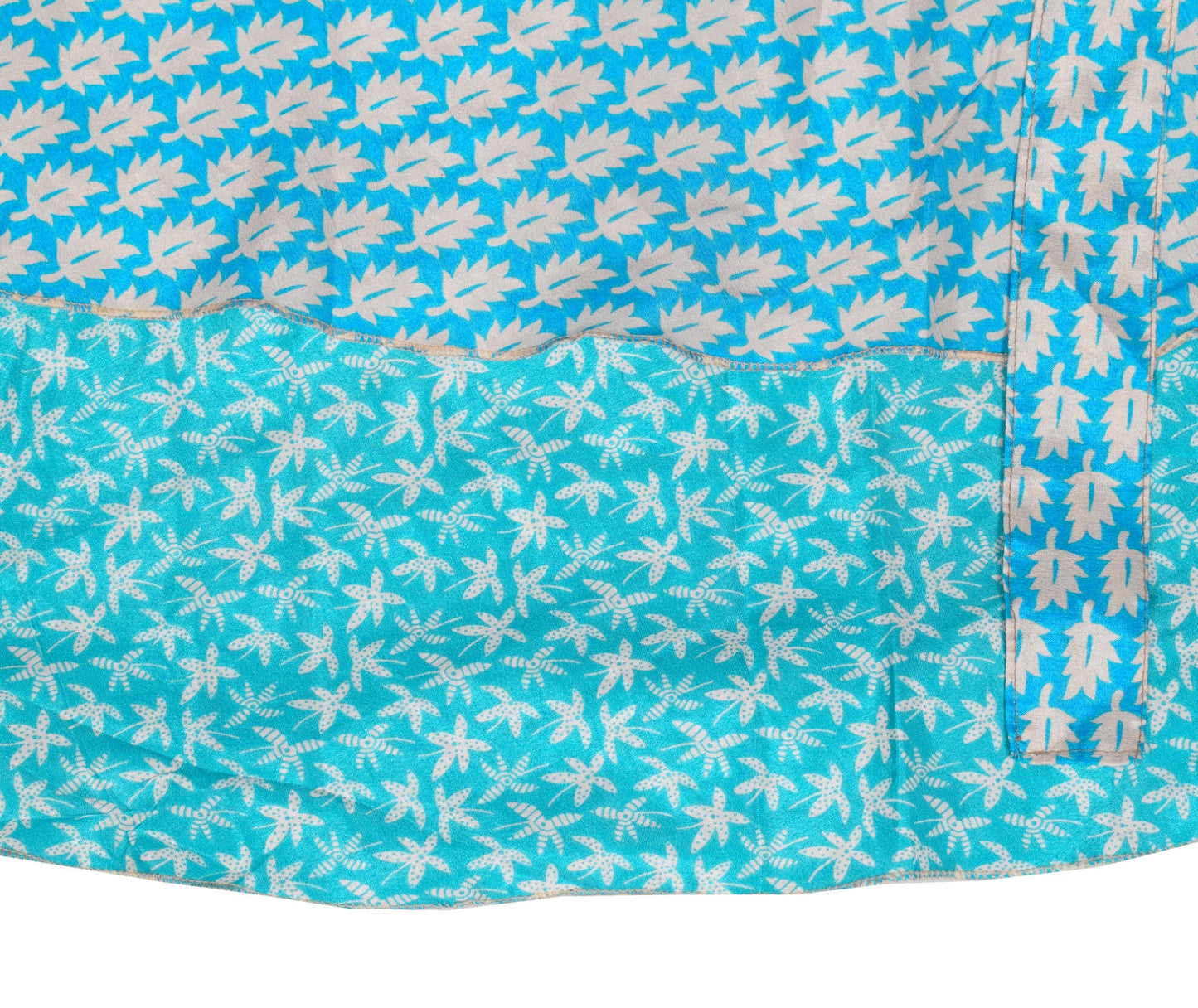 Sushila Vintage ArtSilk Saree Magic Wrap Aqua Blue Reversible Skirt Beach Dress