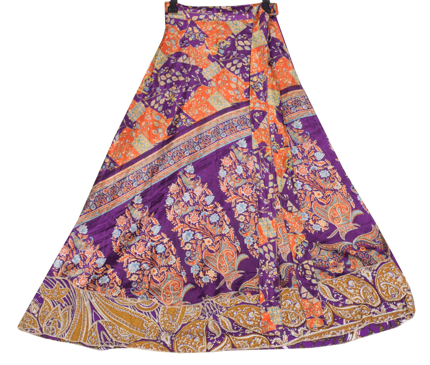 Sushila Vintage Art Silk Saree Magic Wrap Reversible Skirt Purple Beach Dress