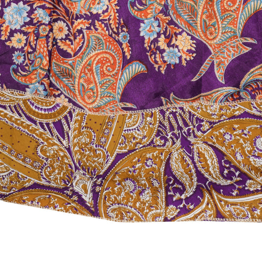 Sushila Vintage Art Silk Saree Magic Wrap Reversible Skirt Purple Beach Dress