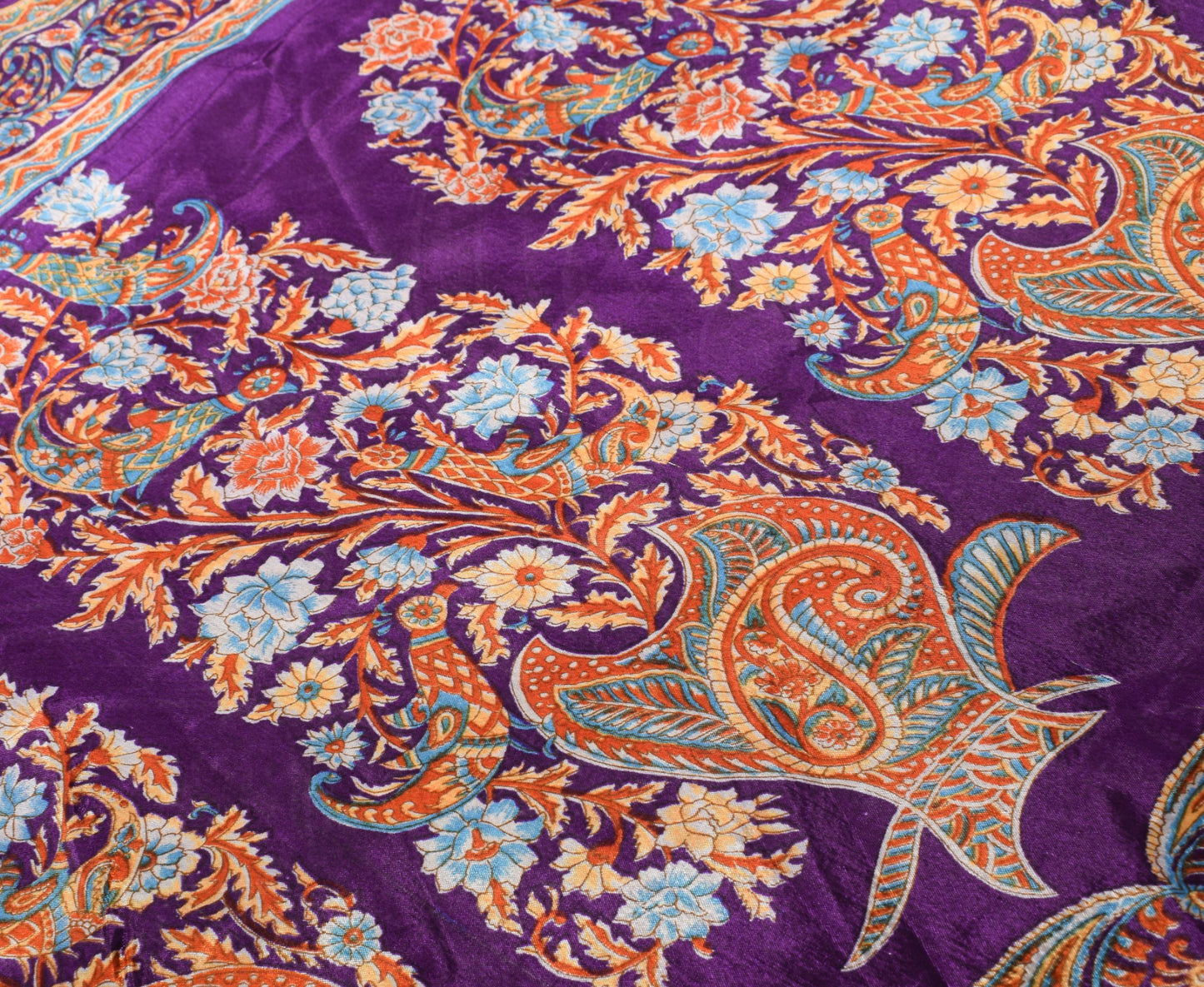 Sushila Vintage Art Silk Saree Magic Wrap Reversible Skirt Purple Beach Dress