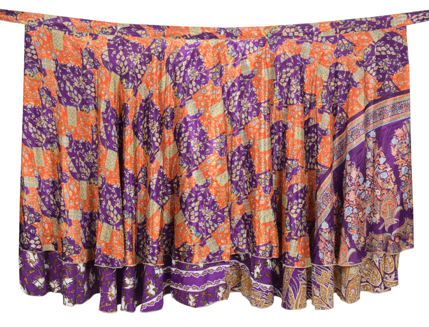 Sushila Vintage Art Silk Saree Magic Wrap Reversible Skirt Purple Beach Dress