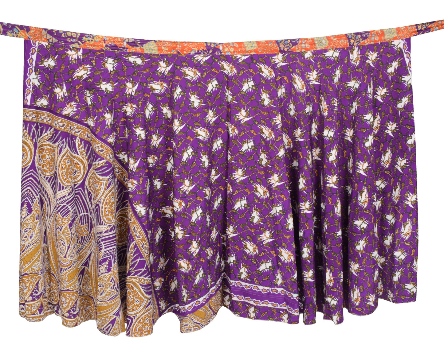 Sushila Vintage Art Silk Saree Magic Wrap Reversible Skirt Purple Beach Dress