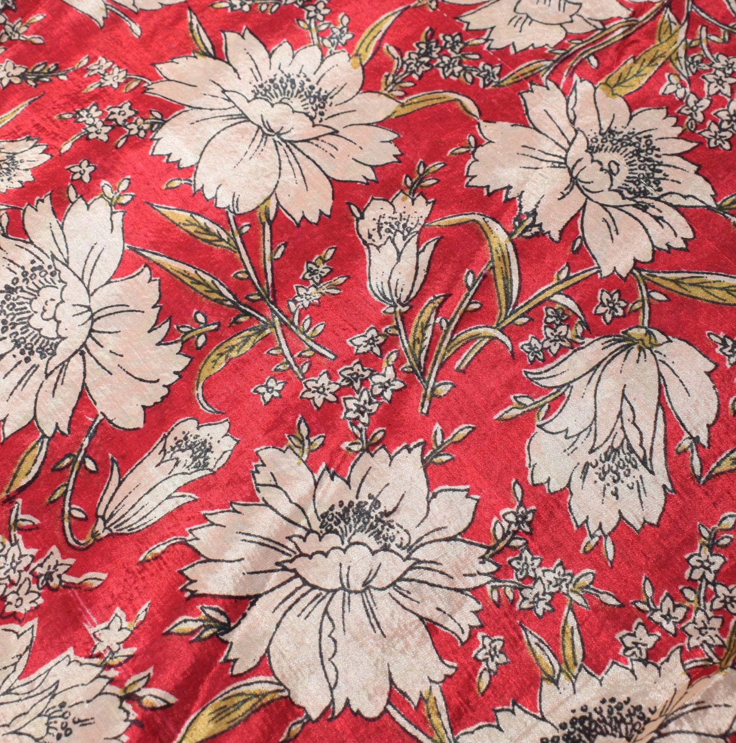 Sushila Vintage ArtSilk Saree Magic Wrap Reversible Skirt Beach Dress Red Floral