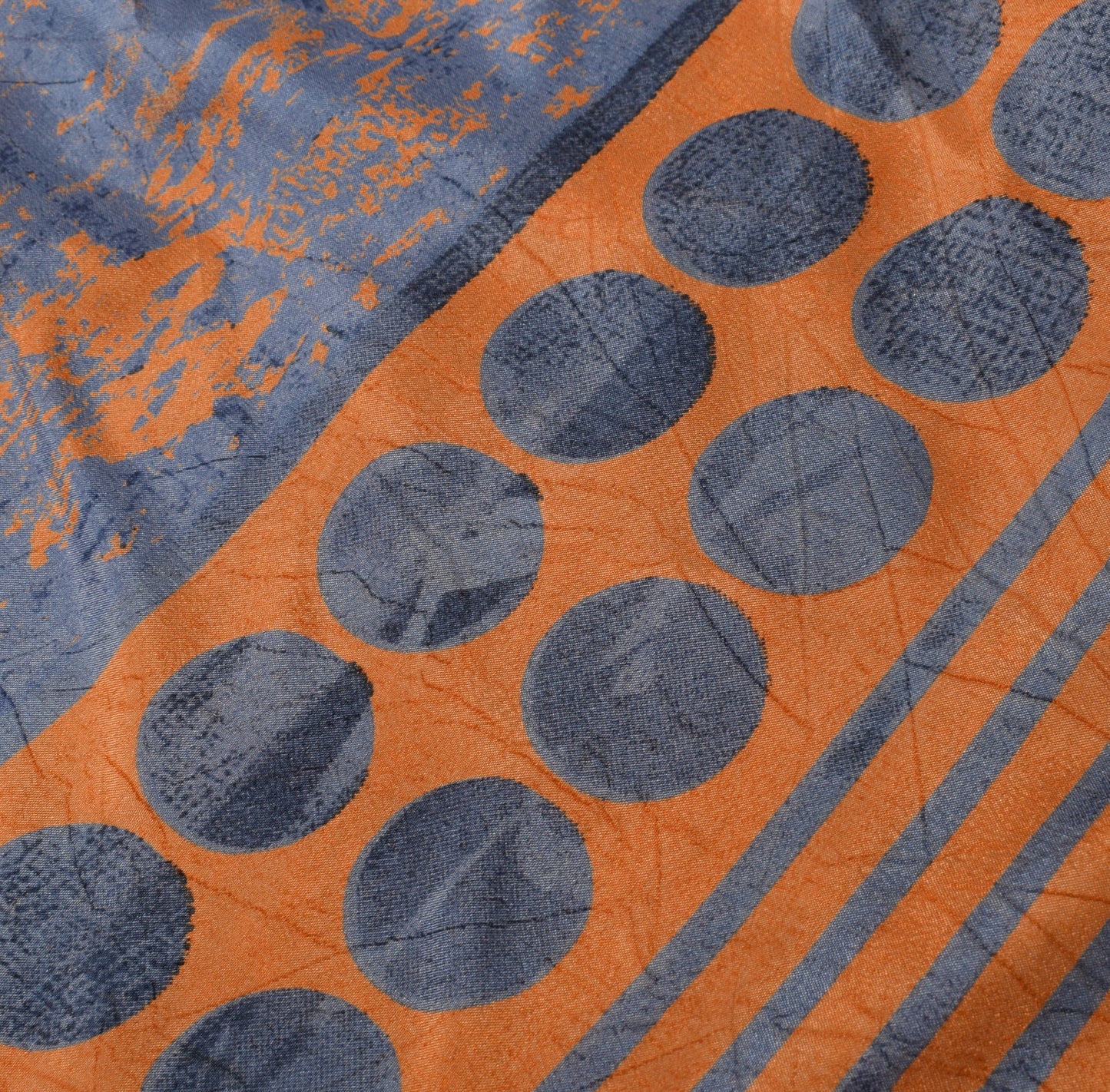 Sushila Vintage Gray Orange Saree Magic Wrap Art Silk Reversible Skirt Beach Dress